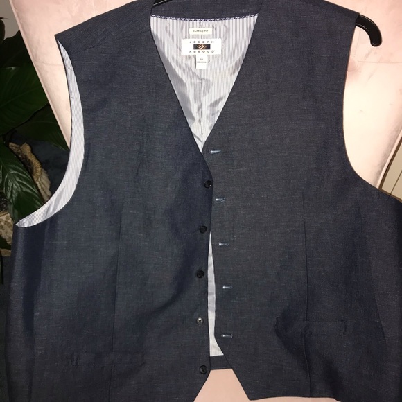 Men’s Navy Blue Linen Dress Vest - Picture 1 of 5